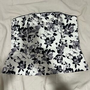 White House Black Market Monochrome Floral corset